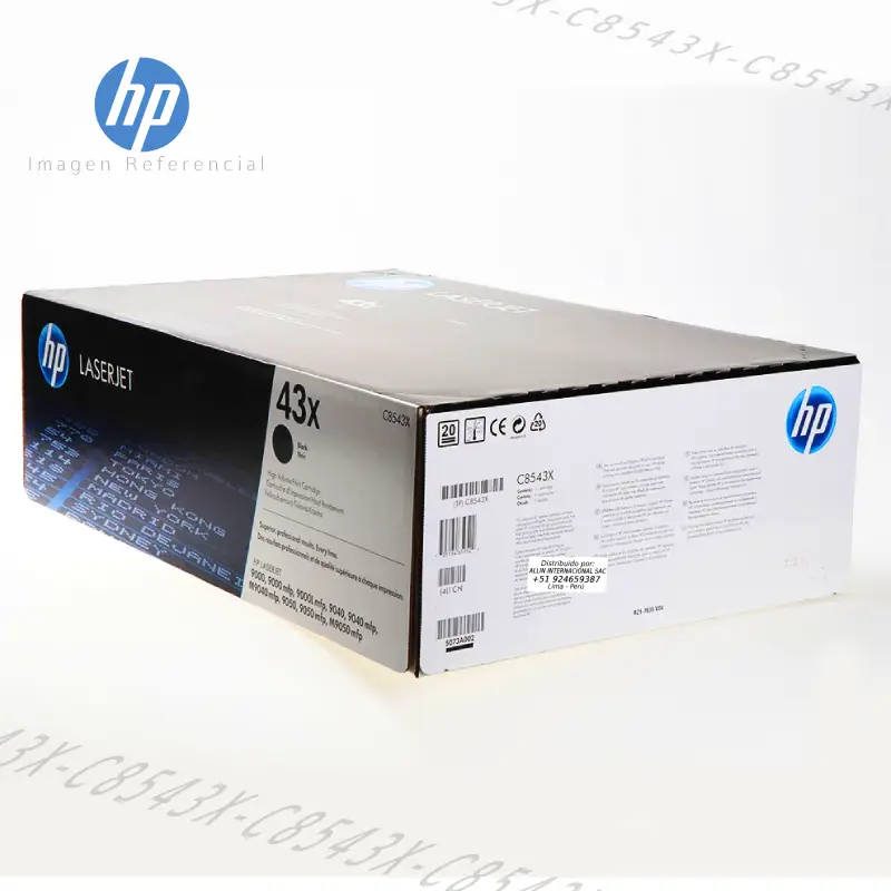 Tóner HP 43X Negro C8543X este cartucho está hecho para impresoras HP LaserJet 9000, 9040, 9050, M9040 MFP