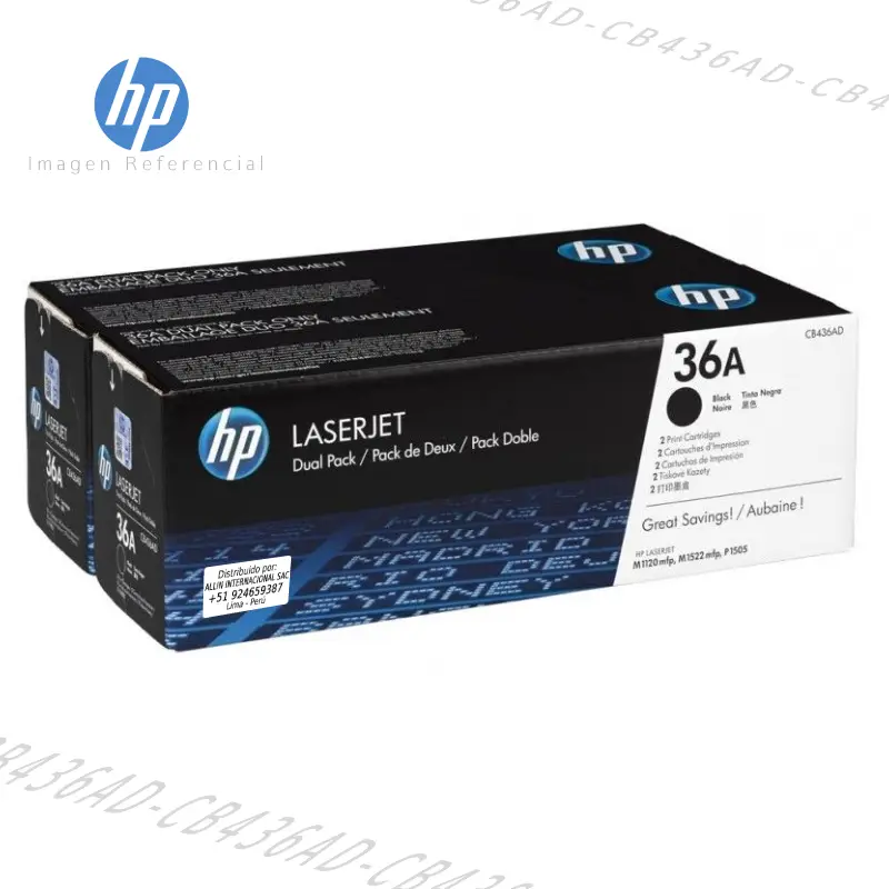 Cartucho de Tóner HP 36A Negro CB436AD están hechos para impresoras HP LaserJet M1120, M1522, P1505