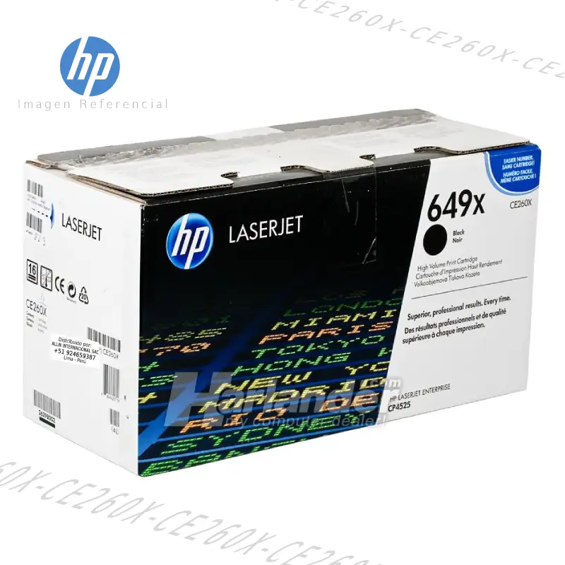 Tóner HP 649X Negro CE260X este cartucho está hecho para impresoras HP Color LaserJet CP4525