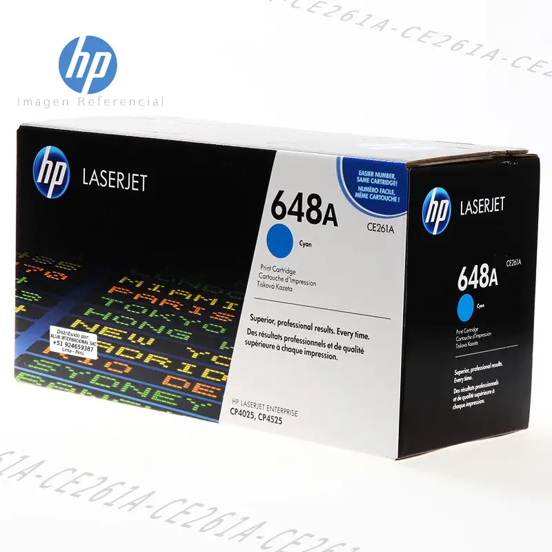 Tóner HP 648A Cian CE261A este cartucho está hecho para impresoras HP Color LaserJet CP4025, CP4520, CP4525