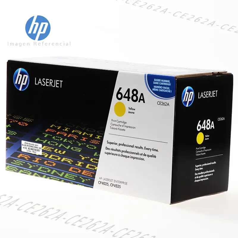 Tóner HP 648A Amarillo CE262A este cartucho está hecho para impresoras HP Color LaserJet CP4025, CP4520, CP4525