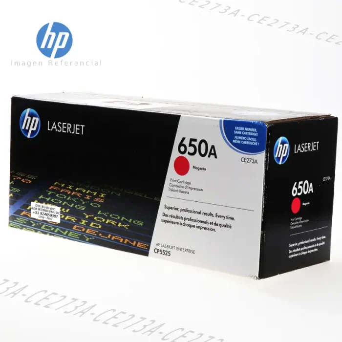 Tóner HP 650A Magenta CE273A este cartucho está hecho para impresoras HP Color LaserJet Enterprise CP5520, CP5525, M750