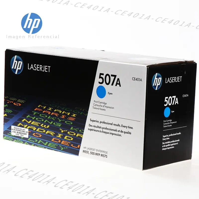 Tóner HP 507A Cian CE401A este cartucho está hecho para impresoras HP LaserJet Enterprise 500 Color M551, M575, M570