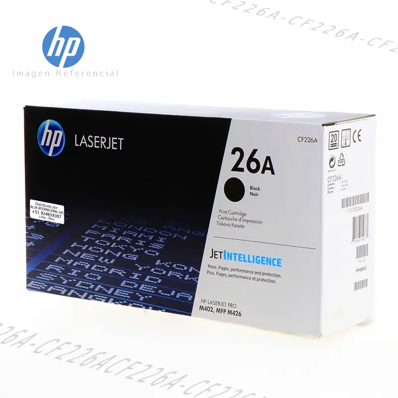 Cartucho de Tóner HP 26A de color Negro CF226A para impresoras HP LaserJet Pro M402, M426