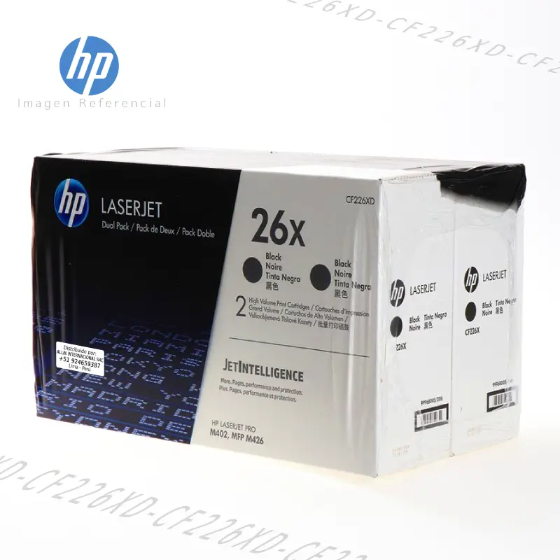 Cartucho de Tóner HP 26XD color Negro CF226XD para impresoras HP LaserJet Pro M402, M426