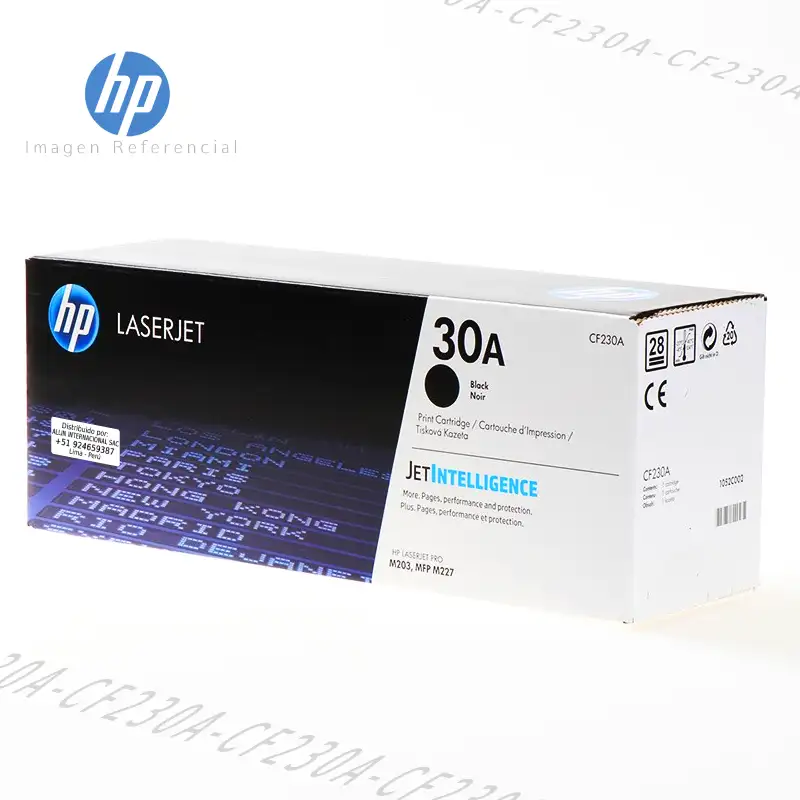 Tóner HP 30A Negro CF230A este cartucho está hecho para impresoras HP LaserJet Pro M203, M227