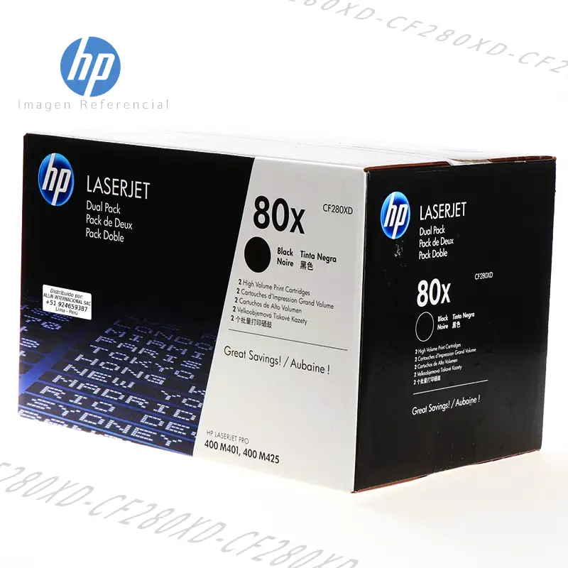 Tóner HP 80XD Negro CF280XD este cartucho está hecho para impresoras HP LaserJet Pro 400 M401, M425