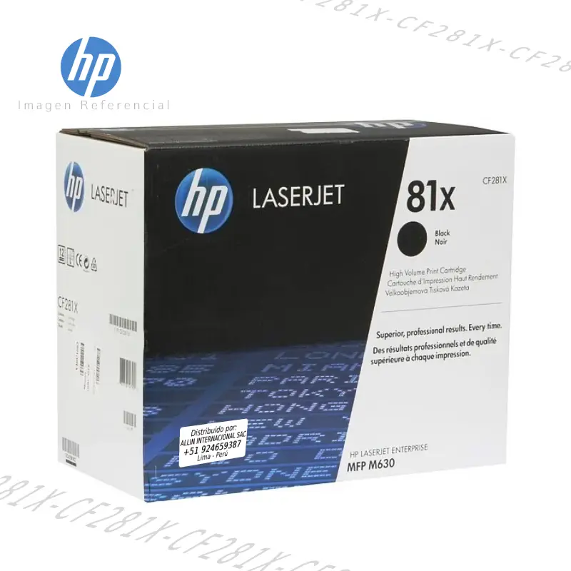 Tóner HP 81X Negro CF281X 25,000 Páginas este cartucho está hecho para impresoras HP LaserJet Enterprise Flow M630,M604,M605,M606,M625,M605