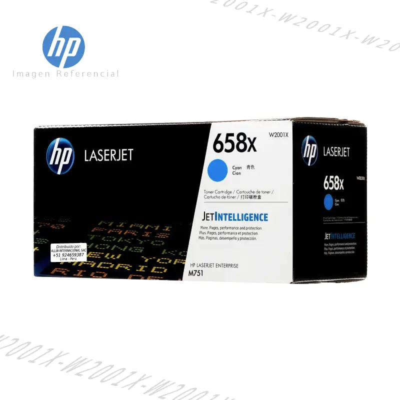 Cartucho de Tóner HP 658X color Cian W2001X para impresoras HP Color LaserJet Enterprise M751