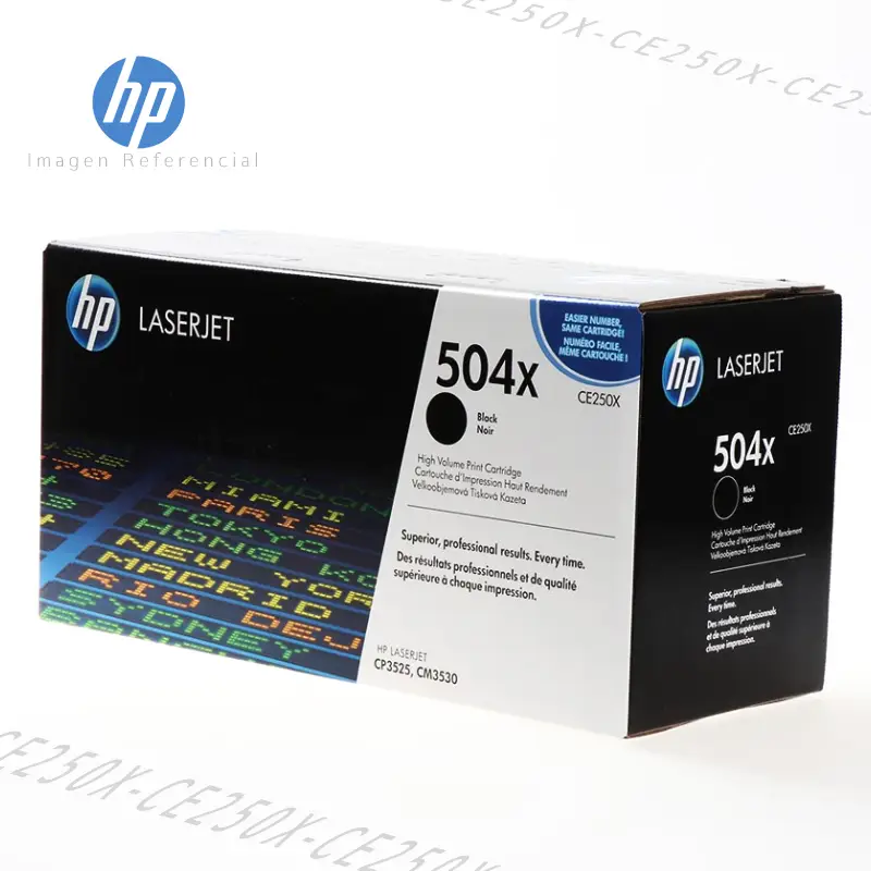 Tóner HP 504X Negro CE250X 10.500 Páginas este cartucho está hecho para impresoras HP Color LaserJet CM3530, CP3525