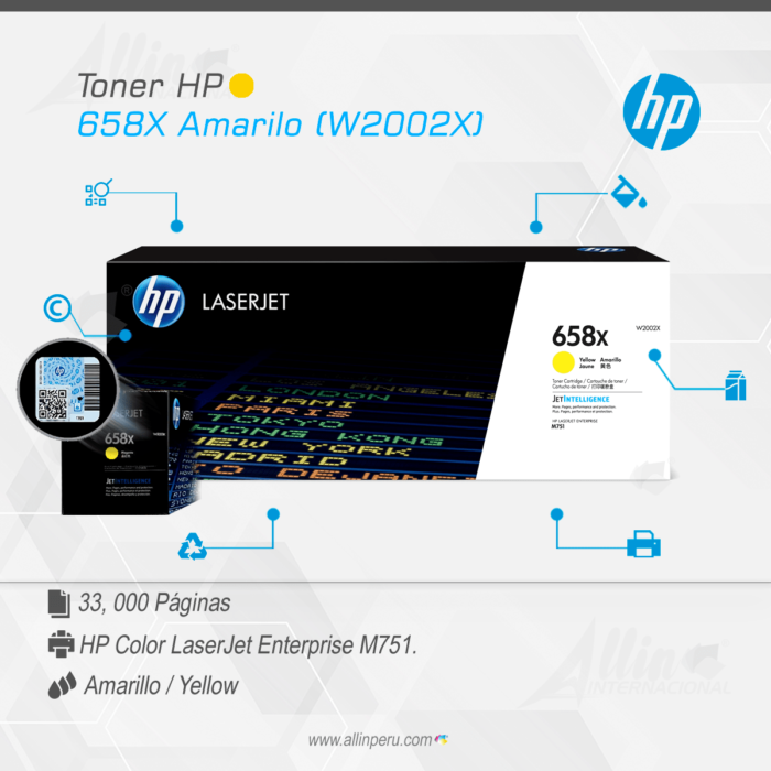 Toner HP 658X Amarilo (W2002X)