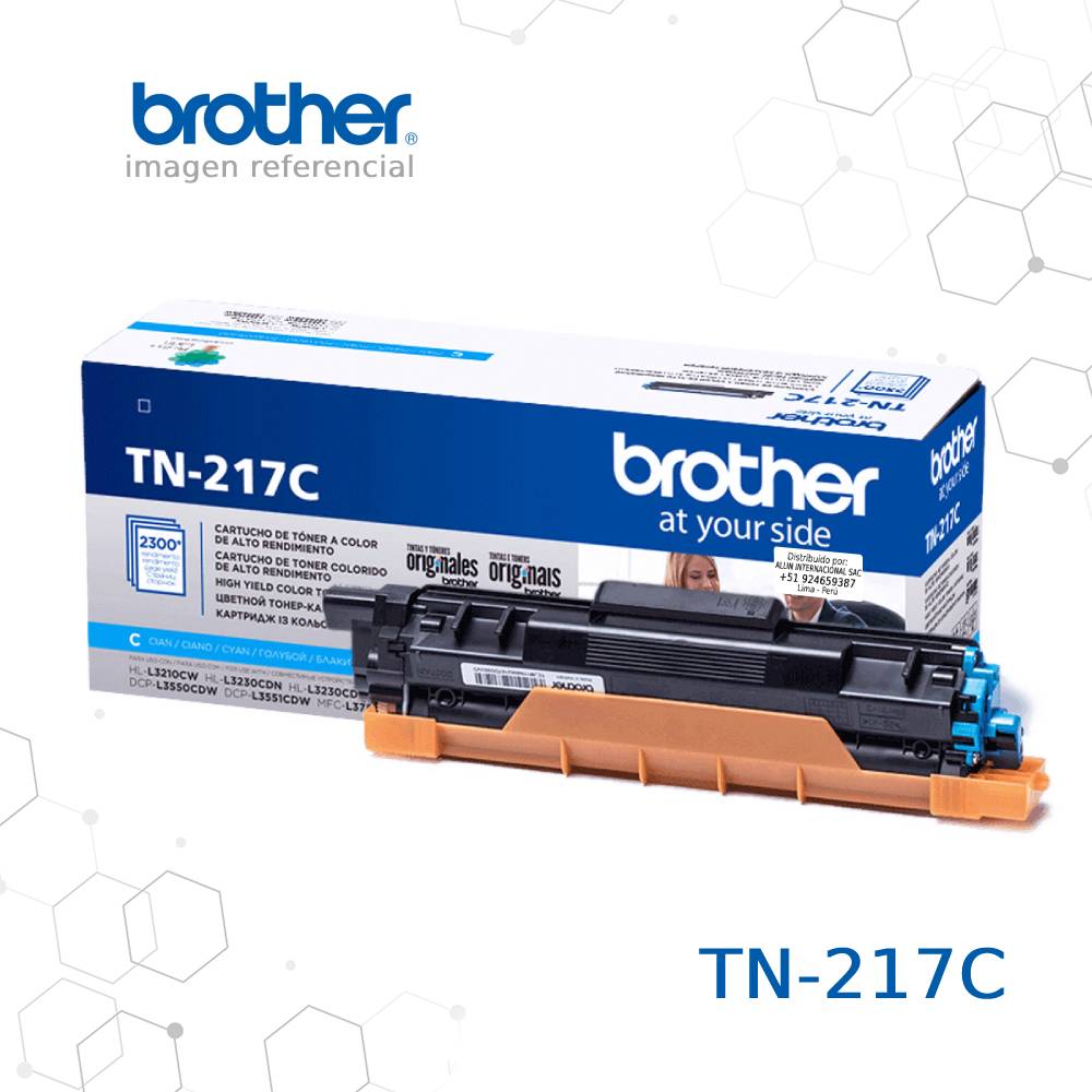 Cartucho de Tóner Brother TN-217C Cian 2.300 Páginas.