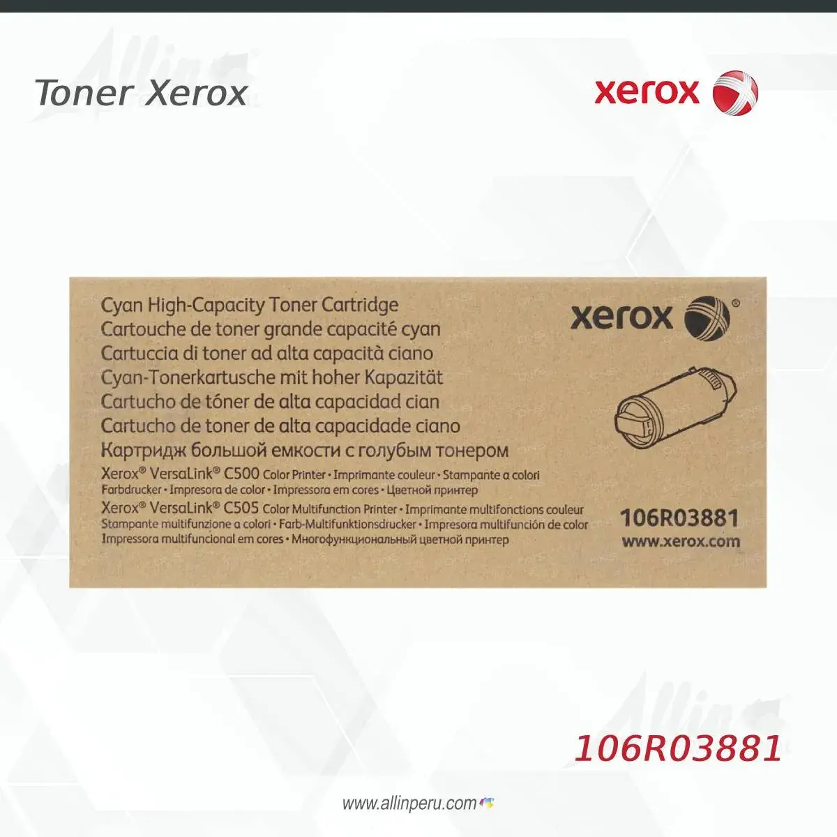 Toner Xerox 106R03881 para impresora VersaLink C600, C605