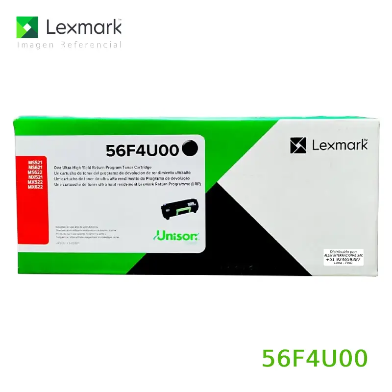 Tóner Lexmark 56F4U00 este cartucho está hecho para impresoras Lexmark MS521dn