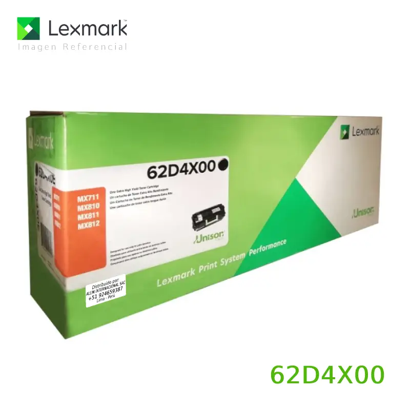 Tóner Lexmark 62D4X00 este cartucho está hecho para impresoras Lexmark MX812dfe
