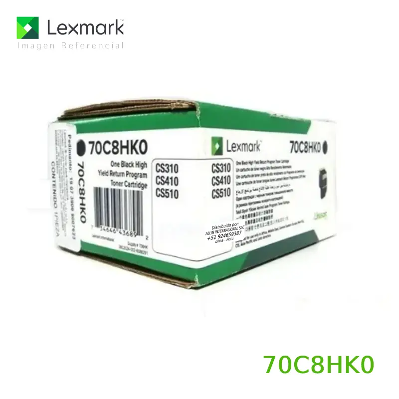 Tóner Lexmark 70C8HK0 este cartucho está hecho para impresoras Lexmark CS310dn