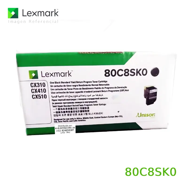 Tóner Lexmark 80C8SK0 este cartucho está hecho para impresoras Lexmark CX410de