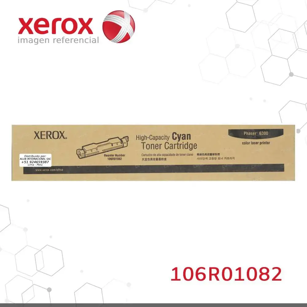 Tóner Xerox 106R01082 este cartucho está hecho para impresoras Phaser 6300 (no funcciona con PHASER 6350)