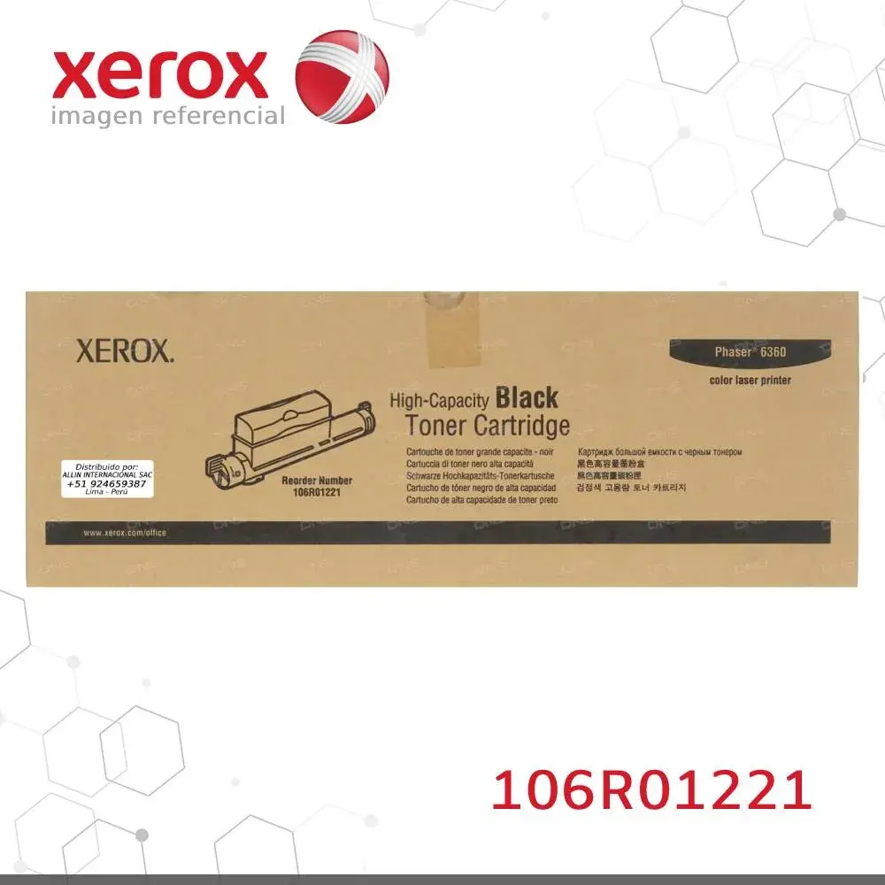 Tóner Xerox 106R01221 este cartucho está hecho para impresoras Phaser 6360
