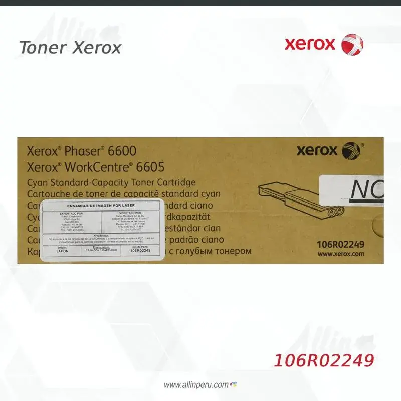 Tóner Xerox 106R02249 este cartucho está hecho para impresoras Phaser 6600