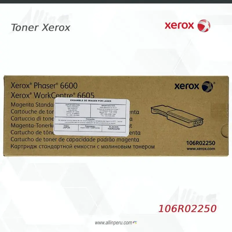 Tóner Xerox 106R02250 este cartucho está hecho para impresoras Phaser 6600