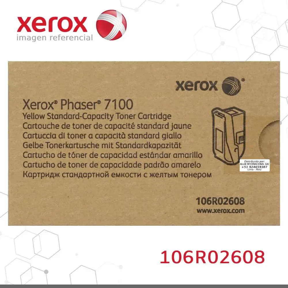 Tóner Xerox 106R02608 este cartucho está hecho para impresoras Phaser 7100