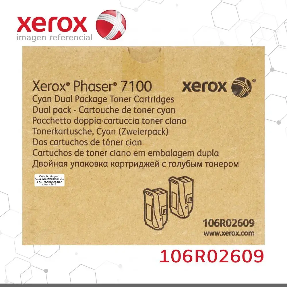 Tóner Xerox 106R02609 este cartucho está hecho para impresoras Phaser 7100