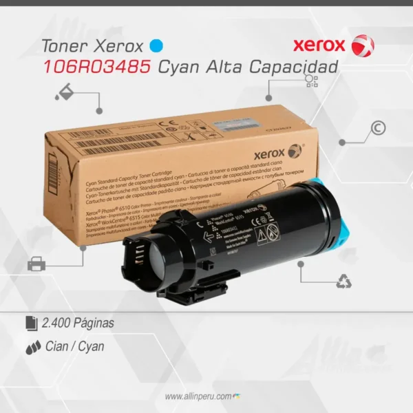 Tóner Xerox 106R03485 este cartucho está hecho para impresoras Phaser 6510