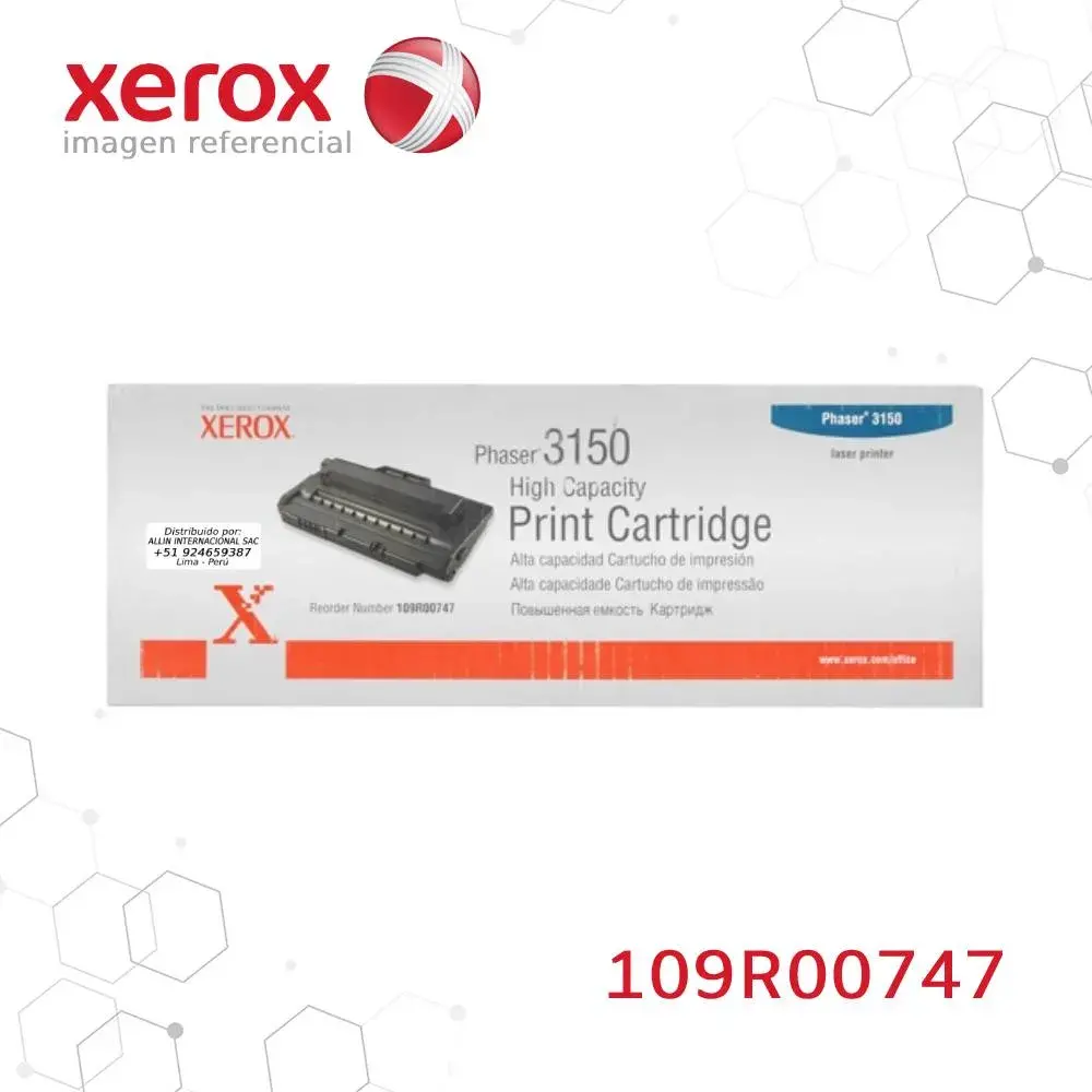 Tóner Xerox 109R00747 este cartucho está hecho para impresoras Phaser 3150