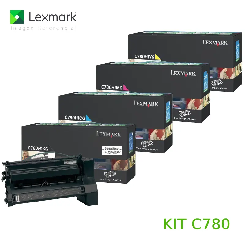 Pack de toner Lexmark C780H1KG, C780H1CG, C780H1MG, C780H1YG compatible para impresoras Lexmark X782e, C780n, C780dn, C782n, C780dtn