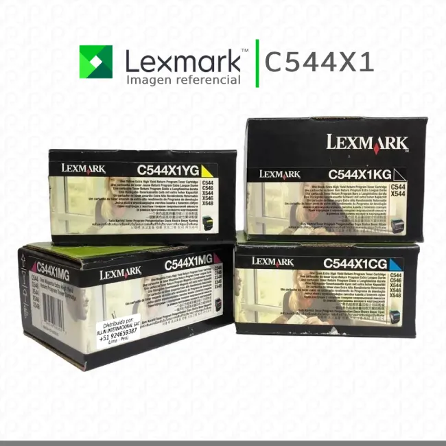 Kit Cartucho de tóner: Lexmark C544X1 Código: C544X1CG, C544X1YG, C544X1MG, C544X1KG Impresora: Lexmark C544, X544