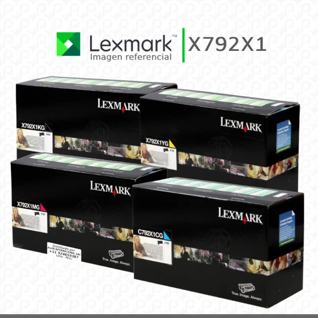 Pack de tóner X792 Lexmark códigos X792X1CG, X792X1YG, X792X1MG, X792X1KG original compatible con impresoras Lexmark X792