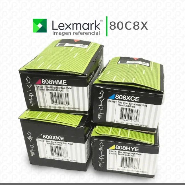 Kit Toner 80C8X Lexmark 80C8XK0, 80C8XC0, 80C8XY0, 80C8XM0 para impresoras CX510dhe, CX510de