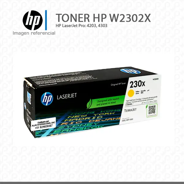 Tóner HP W2302X este cartucho está hecho para impresoras LaserJet Pro 4203