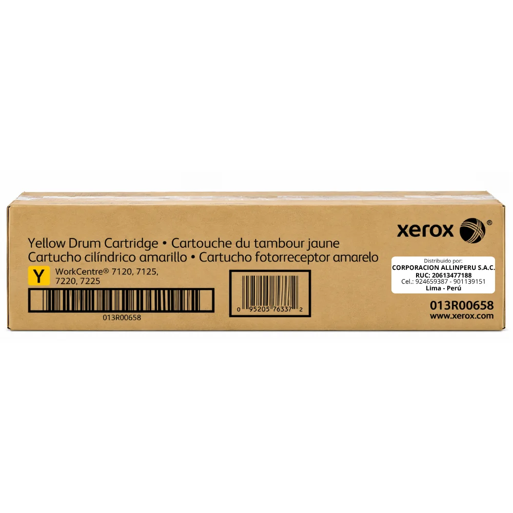 Foto de tambor Xerox 013R00658 amarillo original en vista frontal