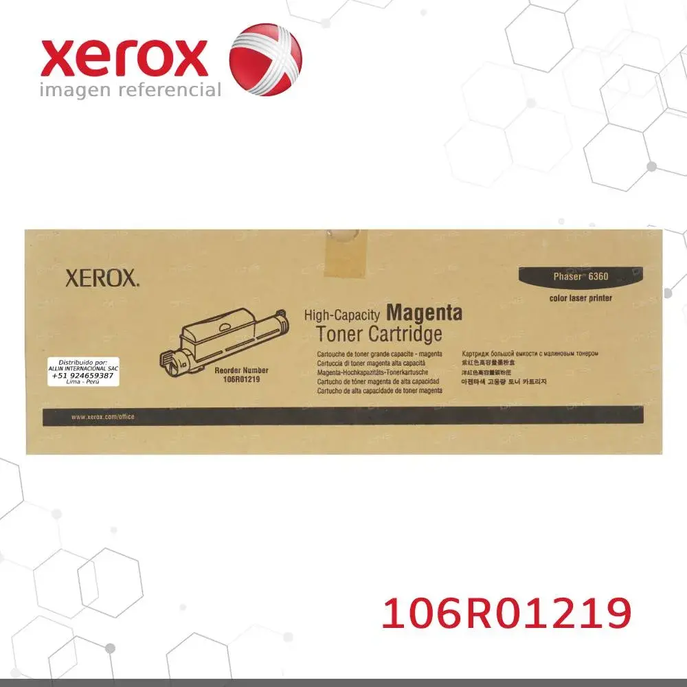 Toner Xerox 106R01219 Magenta 12K Phaser 6360 Capacidad estandar