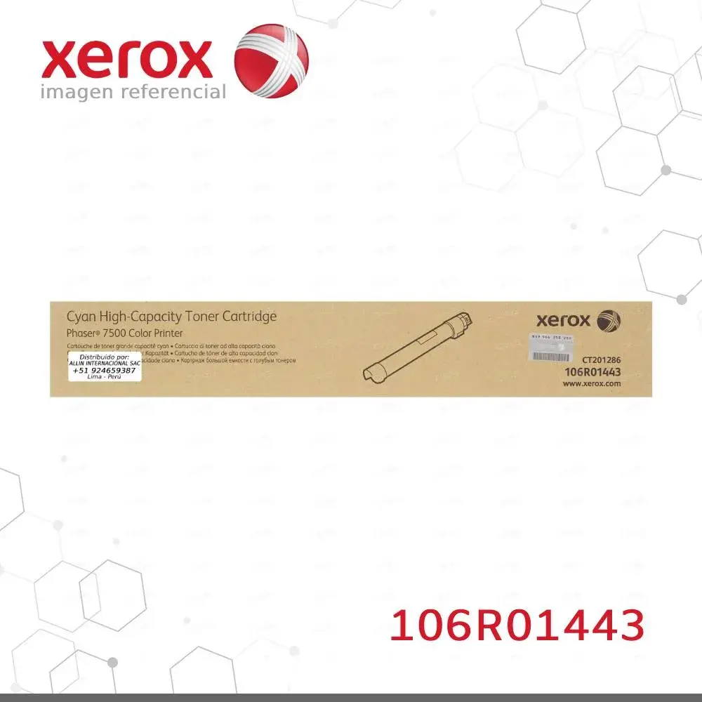 106R01443.webp Toner Xerox 106R01443 Cian 17.8K Phaser 7500 Alta capacidad - Imagen 1