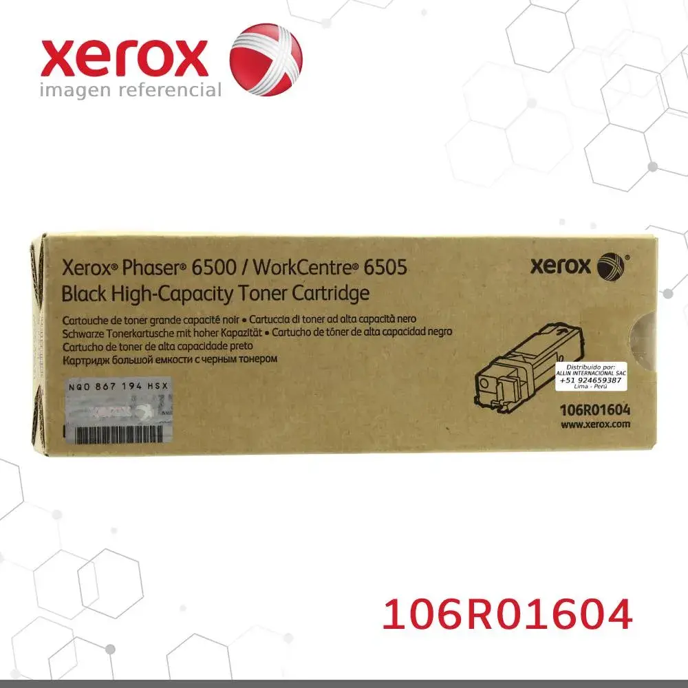 106R01604.webp Toner Xerox 106R01604 Negro 3K WorkCentre 6500, Phaser 6505 Capacidad estandar - Imagen 1