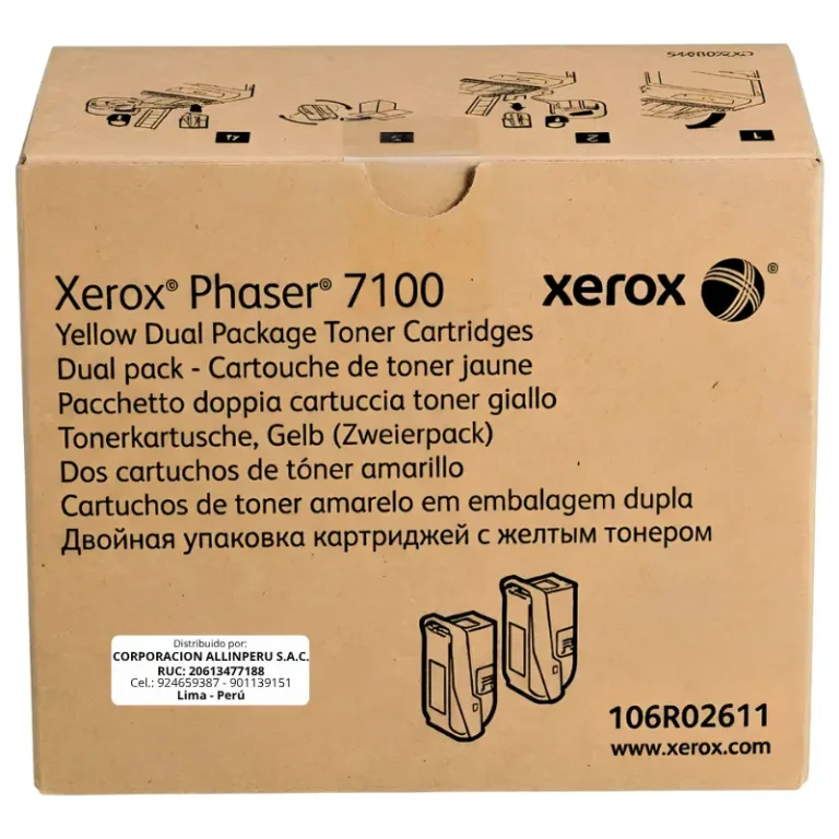Foto de tóner Xerox 106R02611 amarillo dual pack original para Phaser 7100