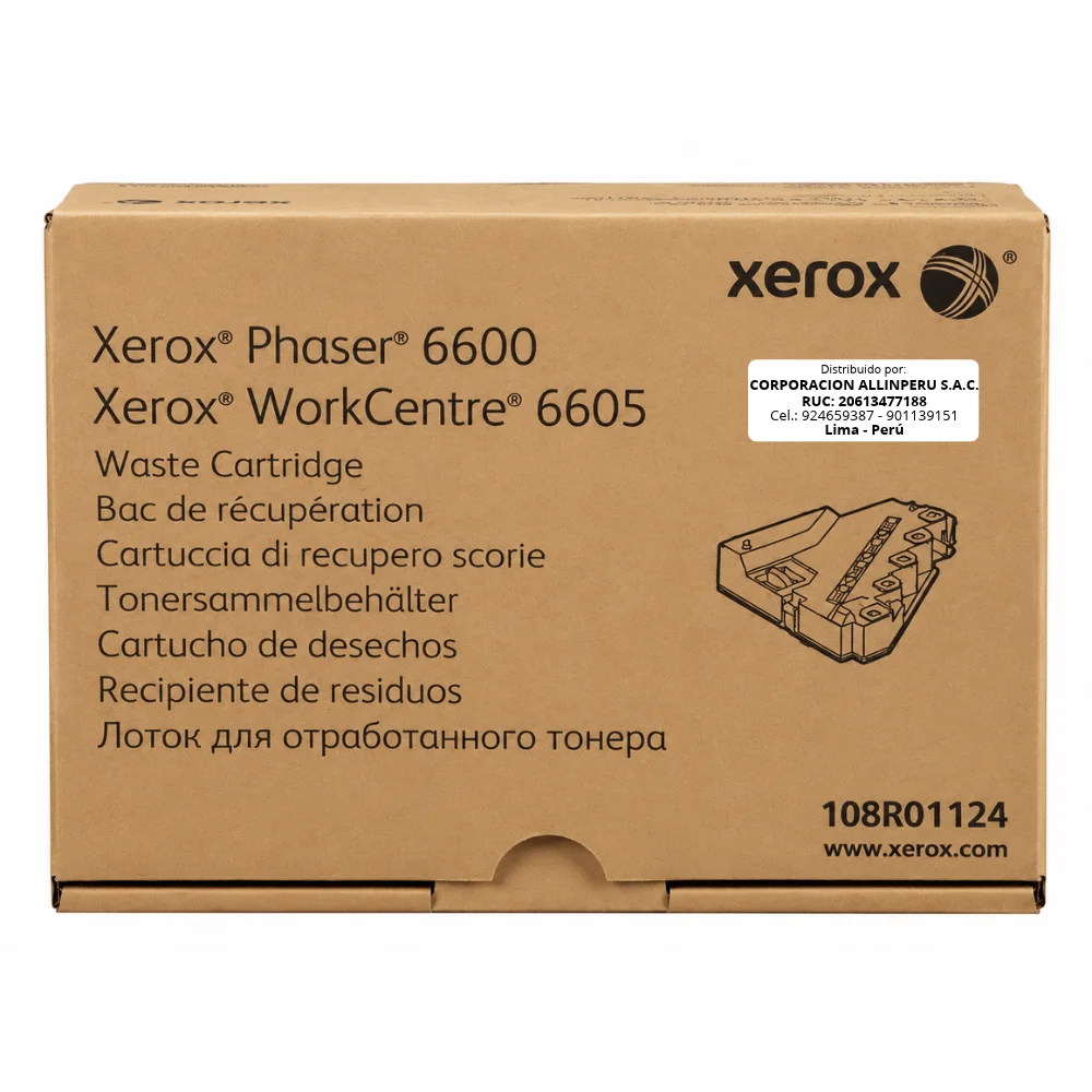 Foto de cartucho de residuos Xerox 108R01124 30000 páginas original, vista frontal
