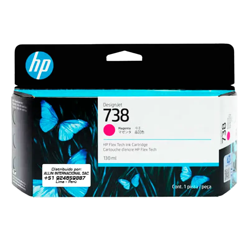 498N6A.webp Tinta HP 738 magenta 130ml - Modelo 498N6A - Imagen 1