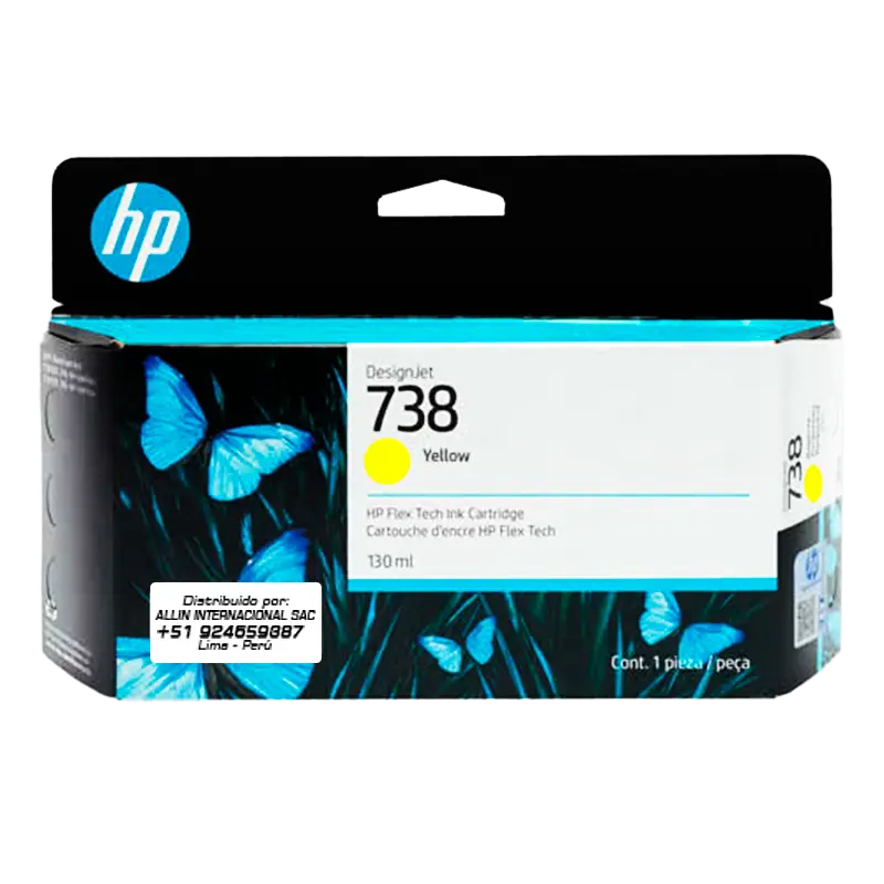 498N7A.webp Tinta HP 738 Amarillo 130ml - Modelo 498N7A - Imagen 1