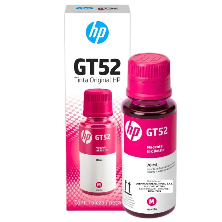 Botella de tinta HP GT52 magenta M0H55AL 70ml vista frontal