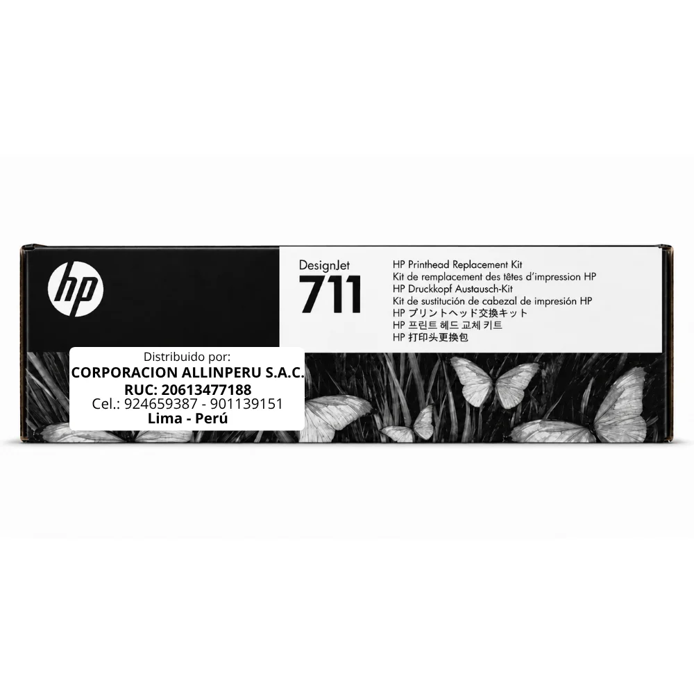 Foto de cabezal HP 711 C1Q10A original de 4 colores vista frontal