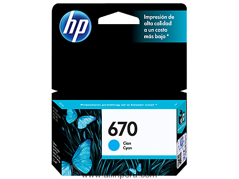 Tinta HP® 670 Cyan CZ114AL, 300 Páginas