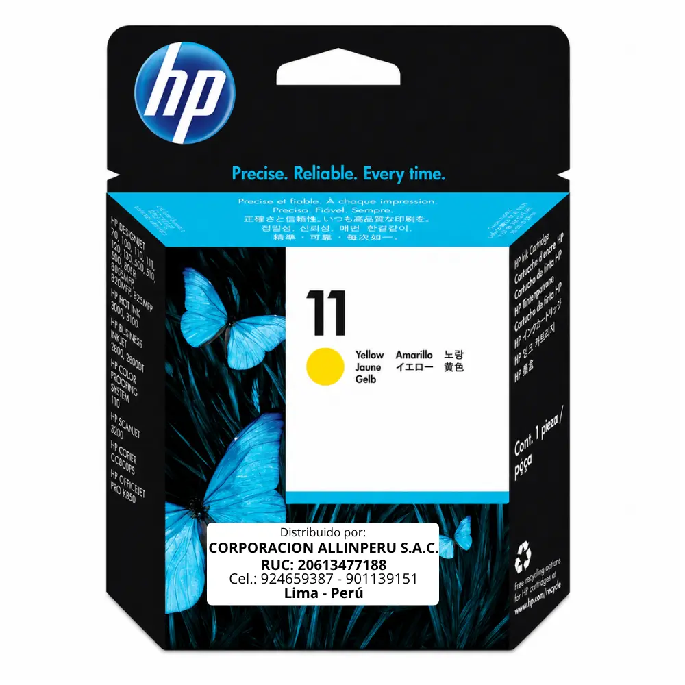 Cabezal HP 11 Amarillo C4813A original vista frontal