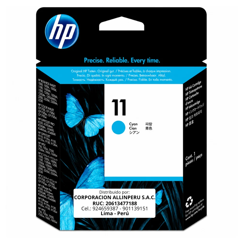 Cabezal HP 11 Cian C4811A original de frente