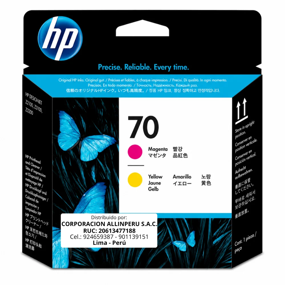 Cabezal HP 70 C9406A Magenta Amarillo original para DesignJet