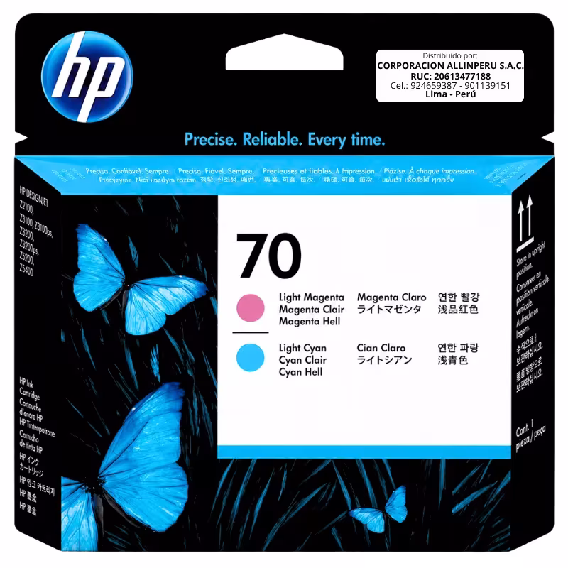Foto de cabezal HP 70 Light Magenta Light Cyan C9405A frontal