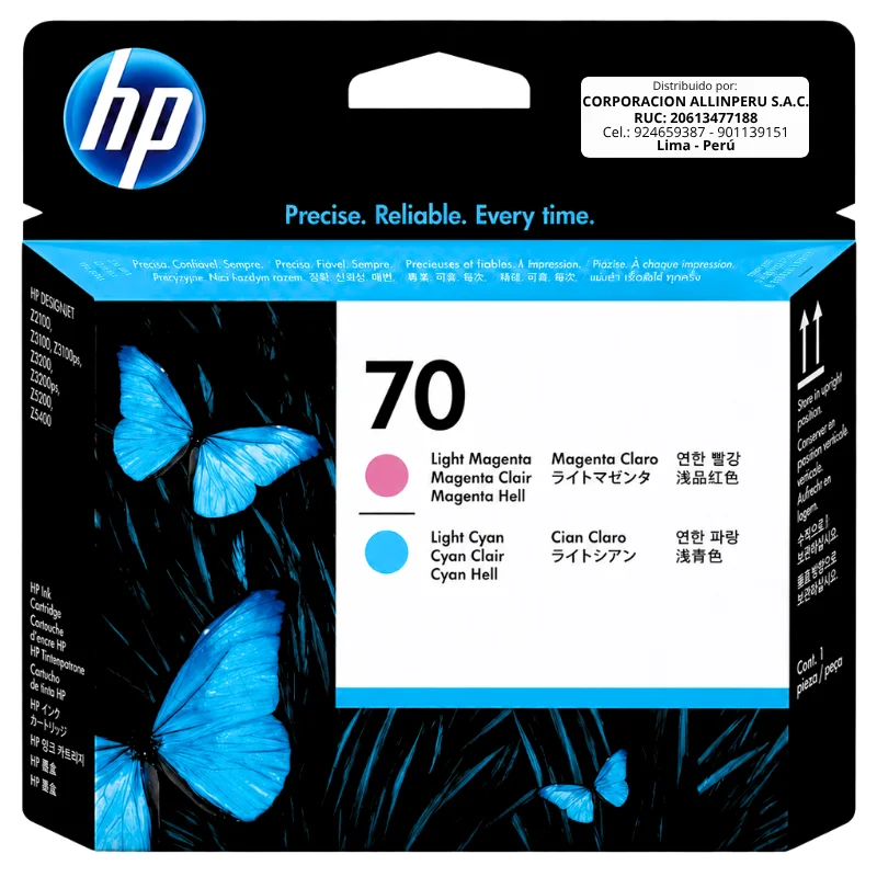 Foto de cabezal HP 70 Light Magenta Light Cyan C9405A frontal